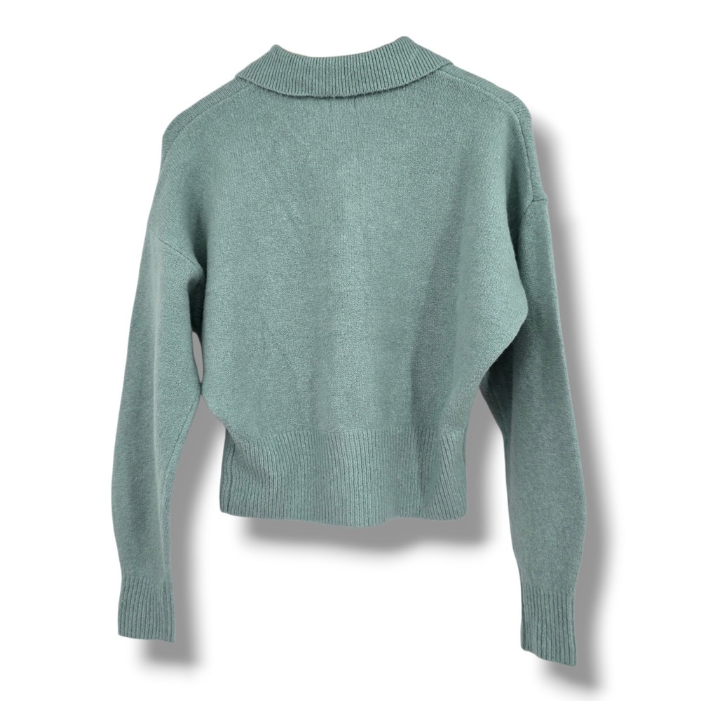 A New Day Womens Sage Green Heart Button‎ Collared Knit Cardigan Sweater Size M - Picture 2 of 11